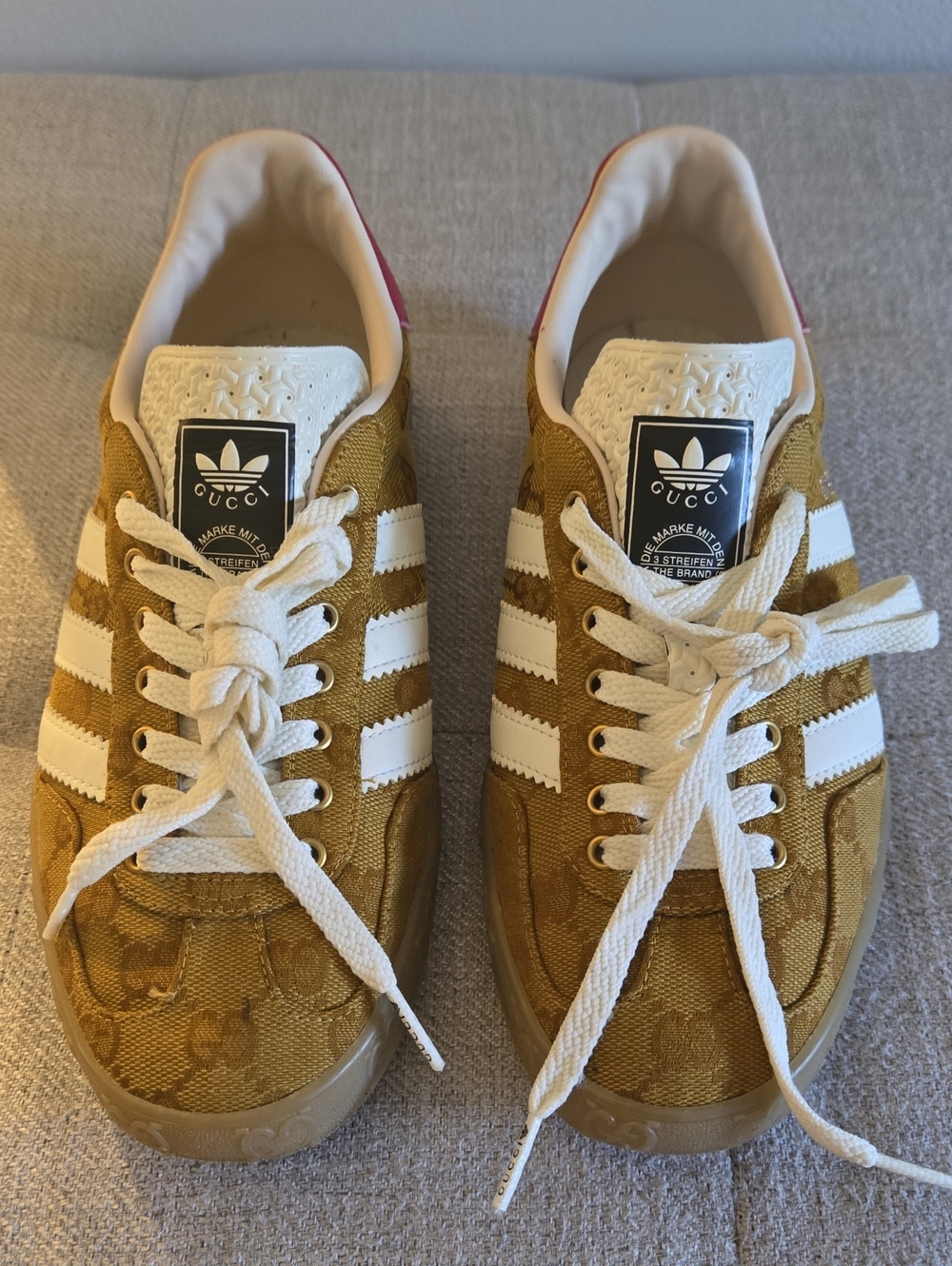 adidas Golden Brown and White Low-Top Sneakers